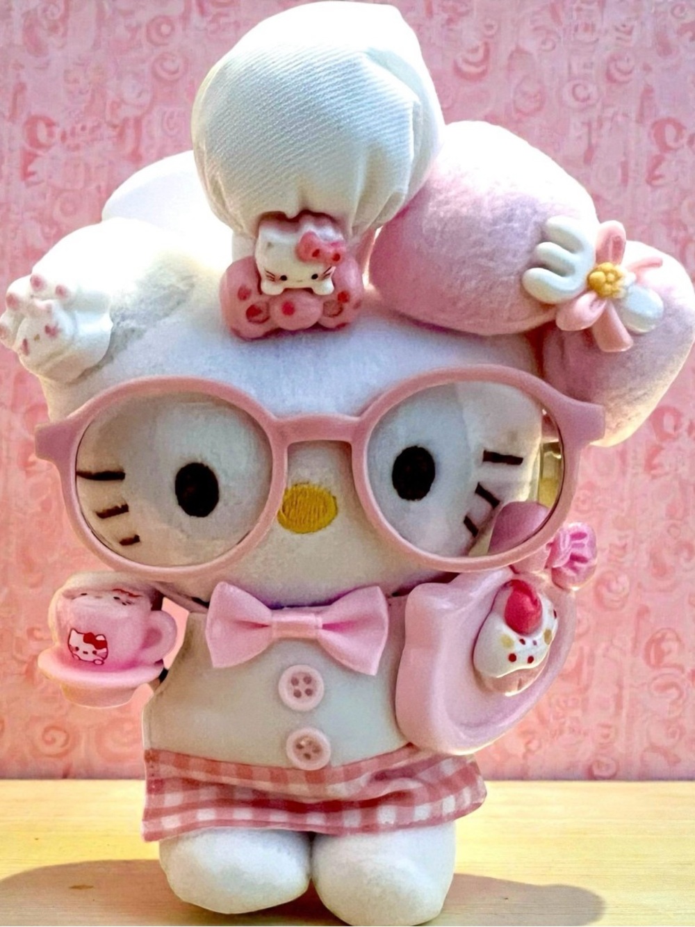 Hello Kitty Pink Plush Figure with Glasses - Kids Accessory/ Dangler Keychain